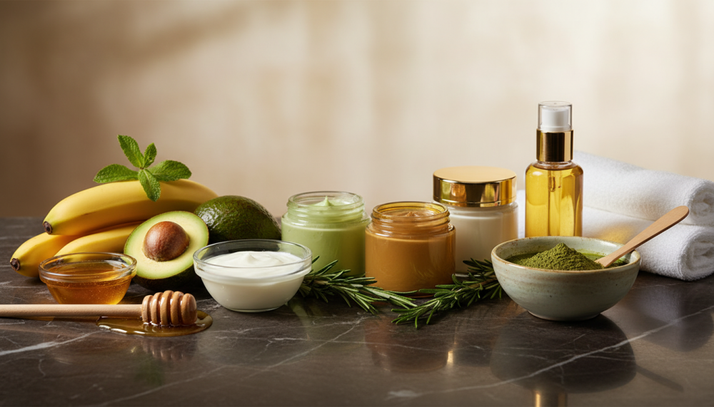 ماسكات الشعر الطبيعية: دليلك الشامل بين الخلطات المنزلية والمنتجات الج