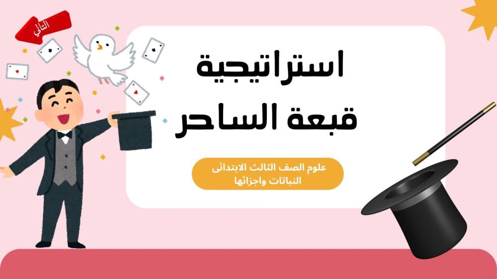 استراتيجية قبعة الساحر - لمادة العلوم للصف الثالث الابتدائي