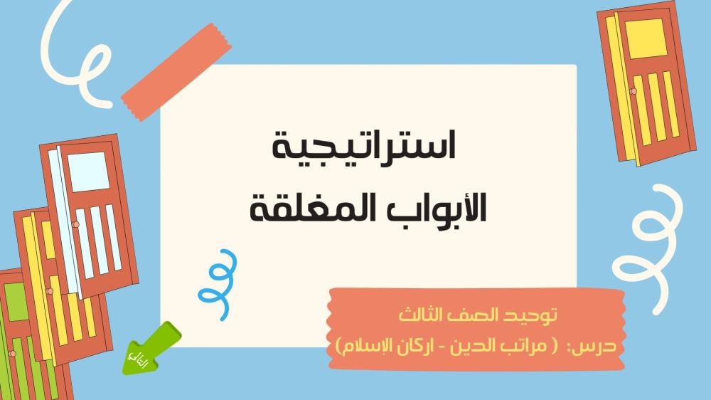استراتيجية الأبواب المغلقة - لمادة دراسات إسلامية للصف الثالث الابتدائي