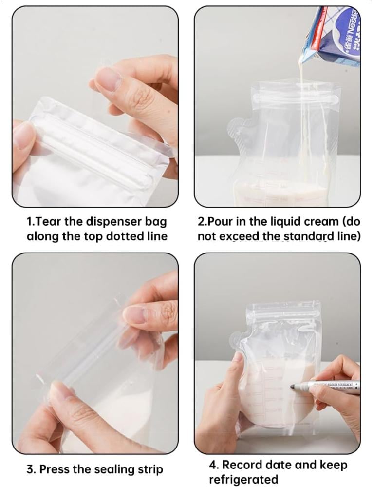 ECVV Breast Milk Storage Bags 250ml: أكياس تخزين حليب الأم، 50 قطعة، للرضاعة الطبيعية (خالية من BPA)