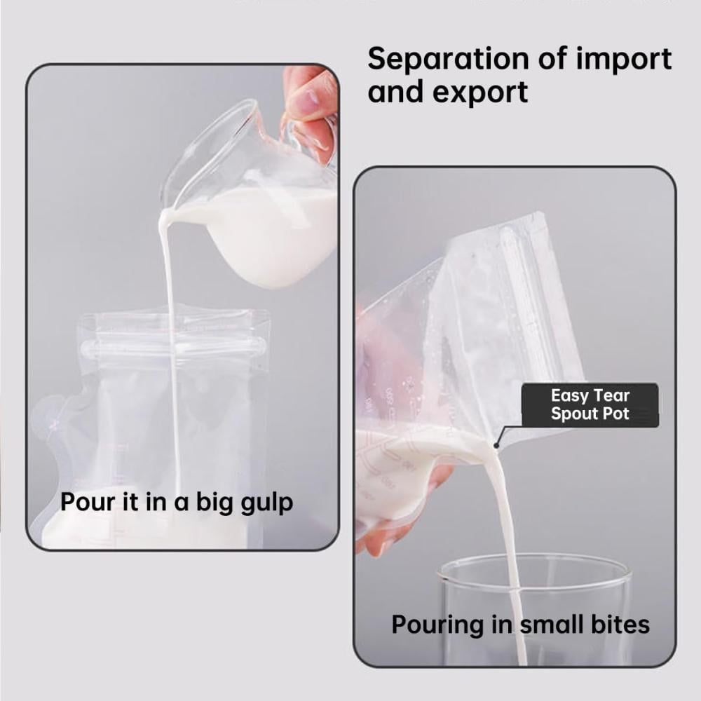 ECVV Breast Milk Storage Bags 250ml: أكياس تخزين حليب الأم، 50 قطعة، للرضاعة الطبيعية (خالية من BPA)