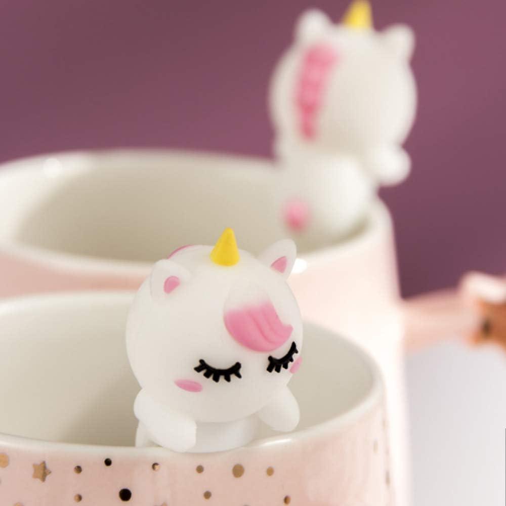 YALOKI Unicorn Mug: كوب يونيكورن لطيف للقهوة والشاي والحليب (380 مل)، وردي