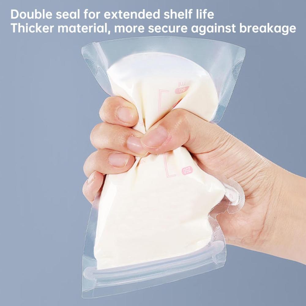 ECVV Breast Milk Storage Bags 250ml: أكياس تخزين حليب الأم، 50 قطعة، للرضاعة الطبيعية (خالية من BPA)
