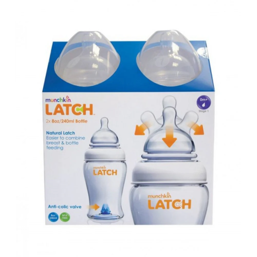 طقم رضاعة - MUNCHKIN LATCHTH 8OZ BOTTLE NATURAL MO...