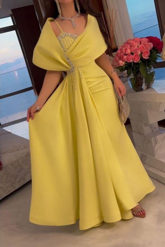 فستان أصفر سهرة خامة باربي