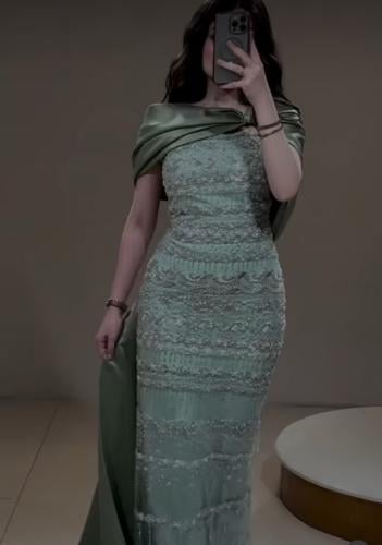 فستان سهره تل مطرزه بخرز