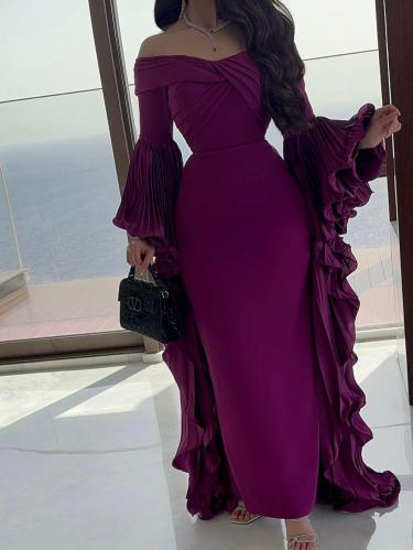 فستان سهره ناعم باكمام طويله