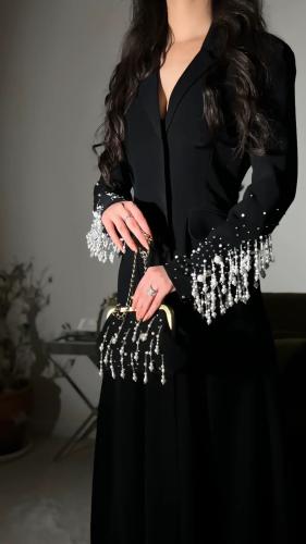 فستان سهره اسود باربي تطريز لولو شنطه