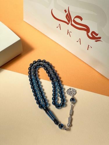 سبحة بكلايت أزرق شفاف طربزونه معدن