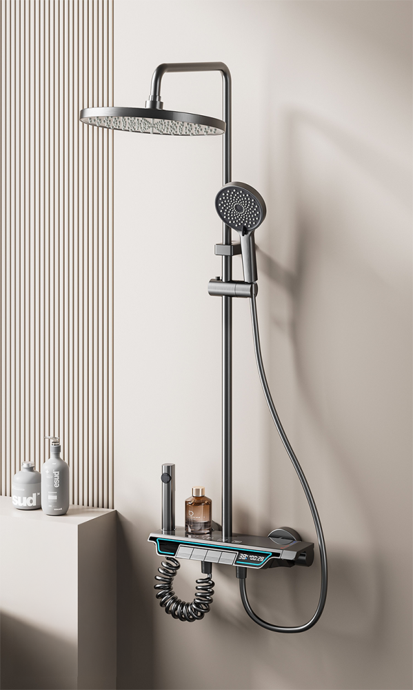 طقم دش دائري مع سماعة اتوماتيك بتصميم عصري