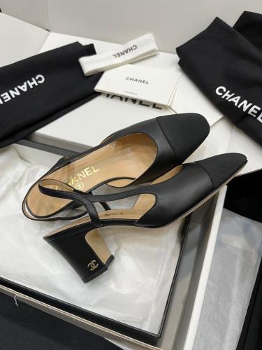 Chanel Black Leather CC Slingback D'orsay Pumps