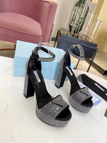 Prada crystal Satin Platform Sandals