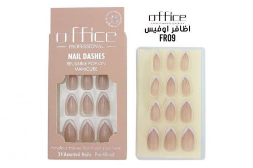 اظافر اوفيس لامعة بحواف بيضاء ذاتية اللصق RF09