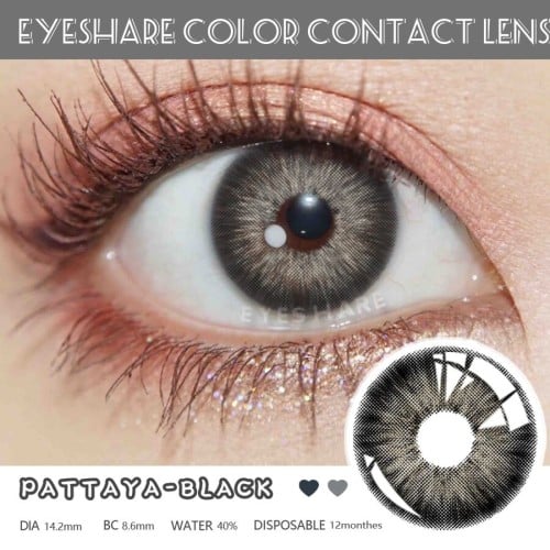 عدسات لاصقة لون pattaya black مدة سنة من EeyShare