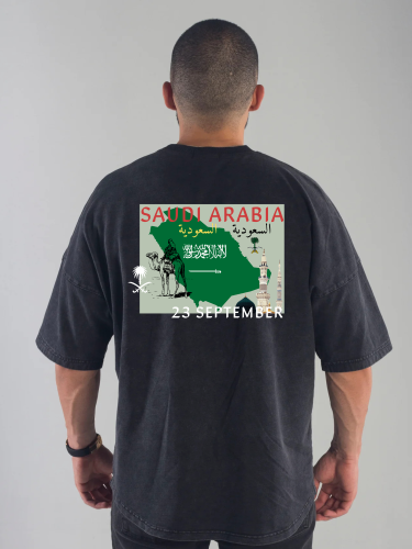 تيشيرت اوفرسايز خريطة المملكة (اسود)