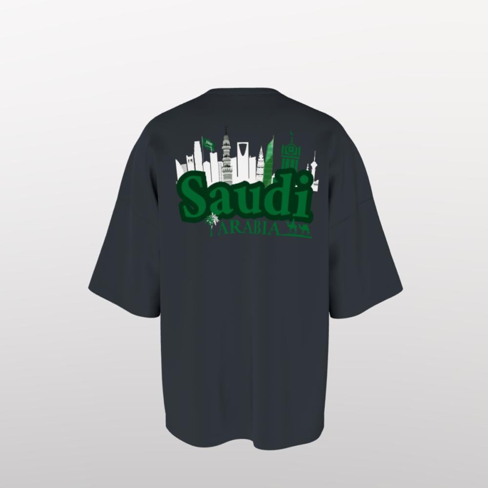تيشيرت اوفرسايز السعوديه (اسود)
