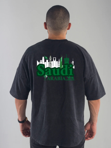 تيشيرت اوفرسايز السعوديه (اسود)