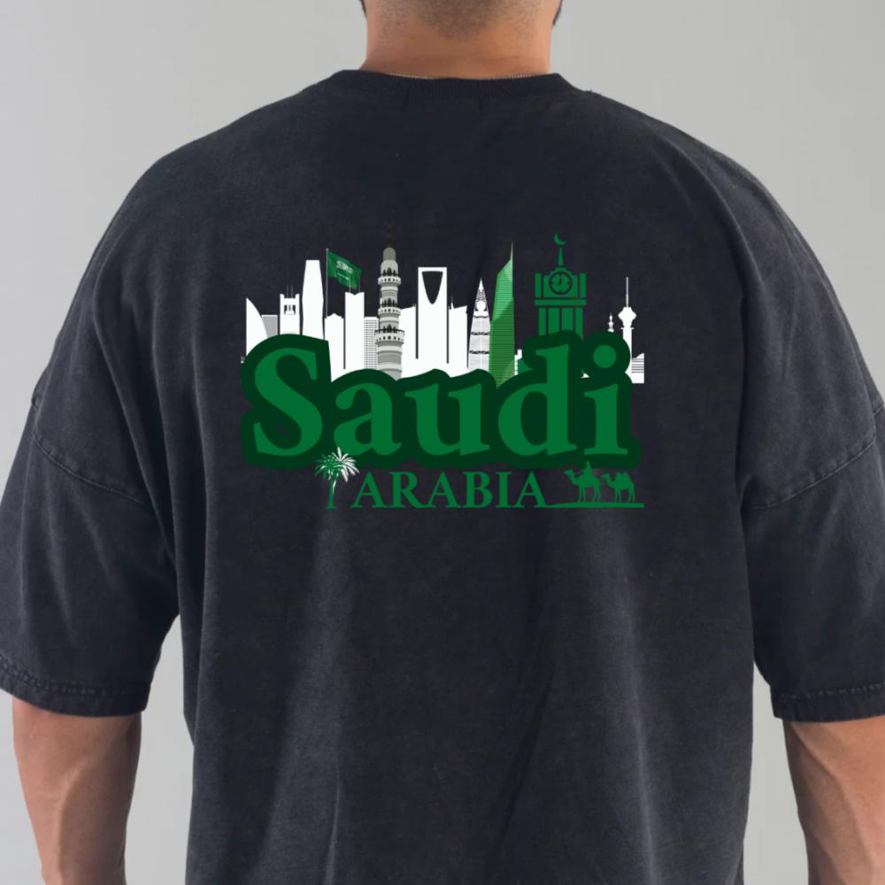 تيشيرت اوفرسايز السعوديه (اسود)