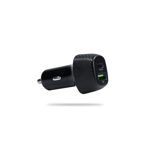 شاحن سيارة منفذ pd + منفذ USB بقوة ٣٨ واط - اسود