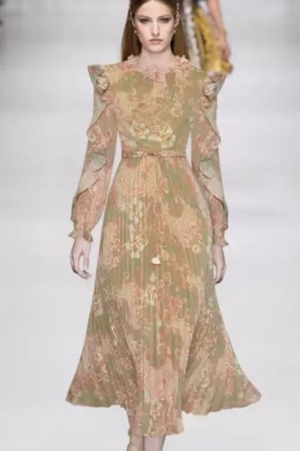 فستان مكسر بوهيمي باكمام رفلز