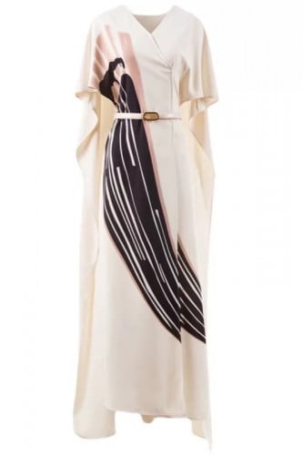 فستان طباعه طويل بحزام