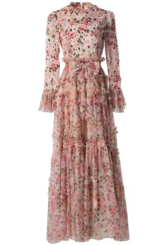 فستان نسائي طويل من الترتر الملون