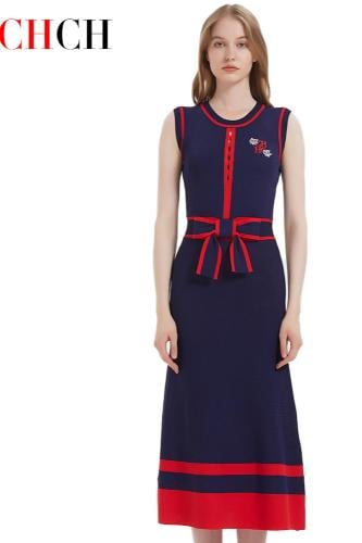 فستان محبوك بدون أكمام نسائي