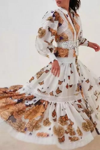 فستان مكسي باكمام بف