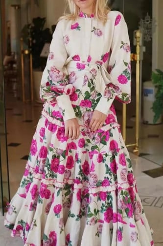 فستان طباعة ورود