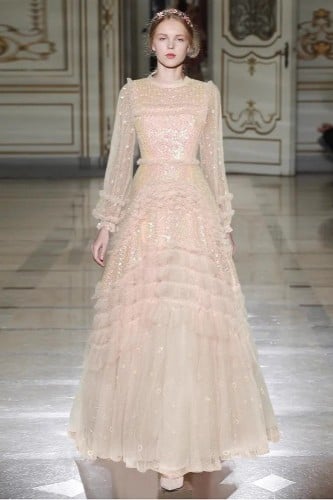 فستان تل مكشكش مزين بالترتر