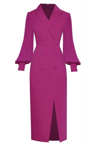 فستان ميدي أنيق بأكمام واسعه ومكسرة