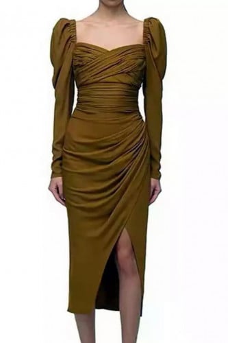 فستان ميدي باكمام بف