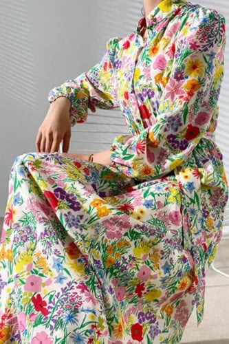 فستان طويل طباعة ازهار