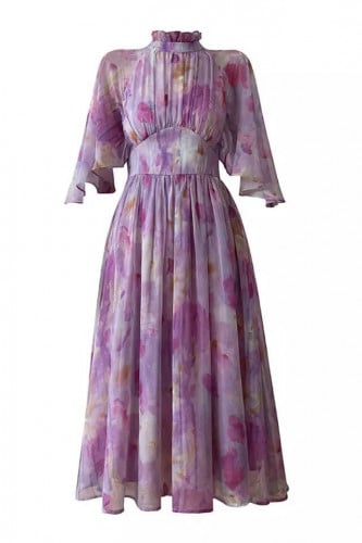 فستان أنيق من الشيفون بأكمام درابية