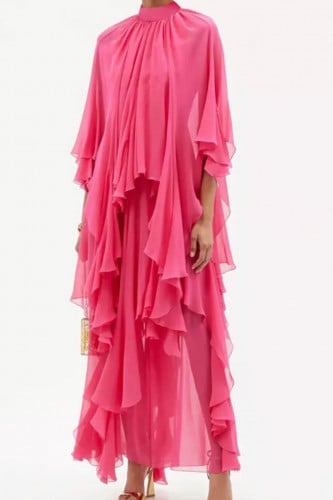 فستان طويل رفلز من الشيفون