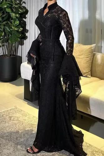 فستان سهرة وردي ناعم بقصة ملكية أنيقة