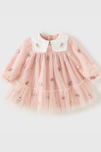 فستان ديف بيلا الوردي لإطلالة ساحرة - بأكمام طويلة