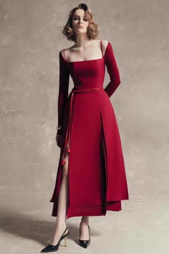 فستان انيق للحفلات بحزام