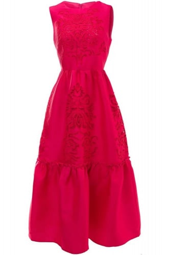 فستان أنيق بتطريز مفرغ بلا أكمام