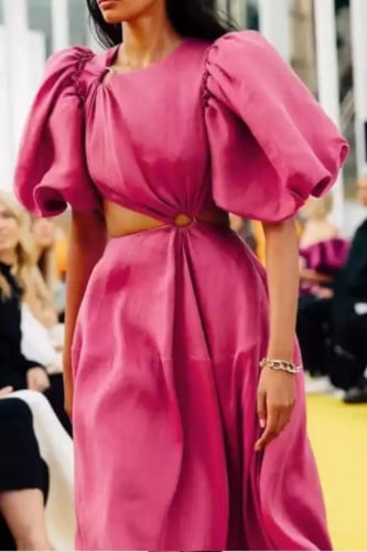 فستان طويل باكمام بف