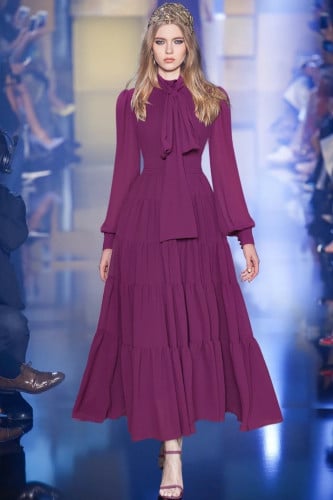 فستان مكسي طبقات باللون الأرجواني