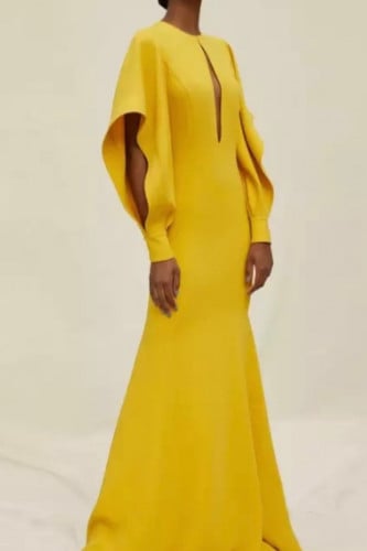 فستان منجاوي باكمام رفلز