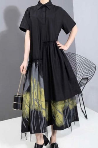 فستان اسود ميدي