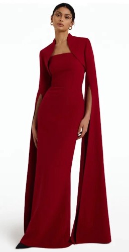 فستان سهرة نسائي بأكمام طويلة متدلية