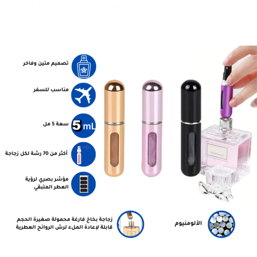 مجموعة عبوات عطر بلاستيكية قابلة للتعبئة ، مكونة م...