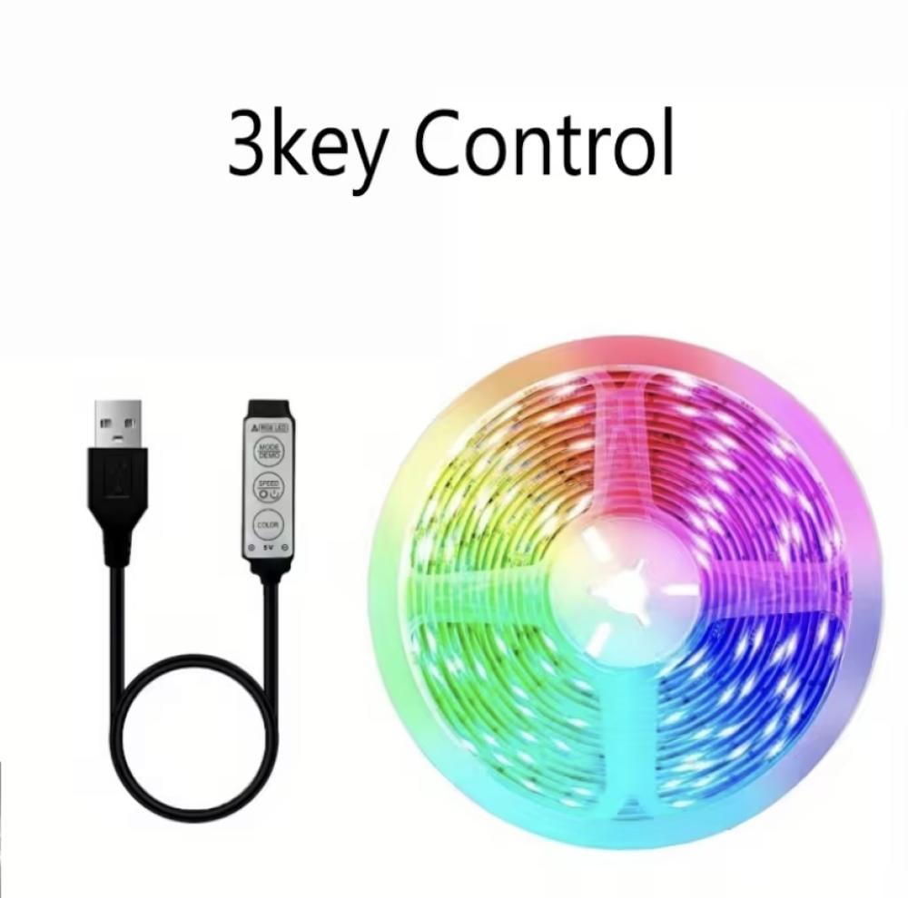 شريط إضاءة خلفية LED للتلفزيون مزود بتقنية ألوان RGB. يمكن تشغيله عبر منفذ USB، ويأتي مزودًا بوحدة تحكم لضبط تأثيرات الإضاءة. صُمم الشريط لتحسين تجربة المشاهدة من خلال توفير إضاءة محيطية حول التلفزيون، مما يُخفف إجهاد العين ويخلق جوًا أكثر غامرة.