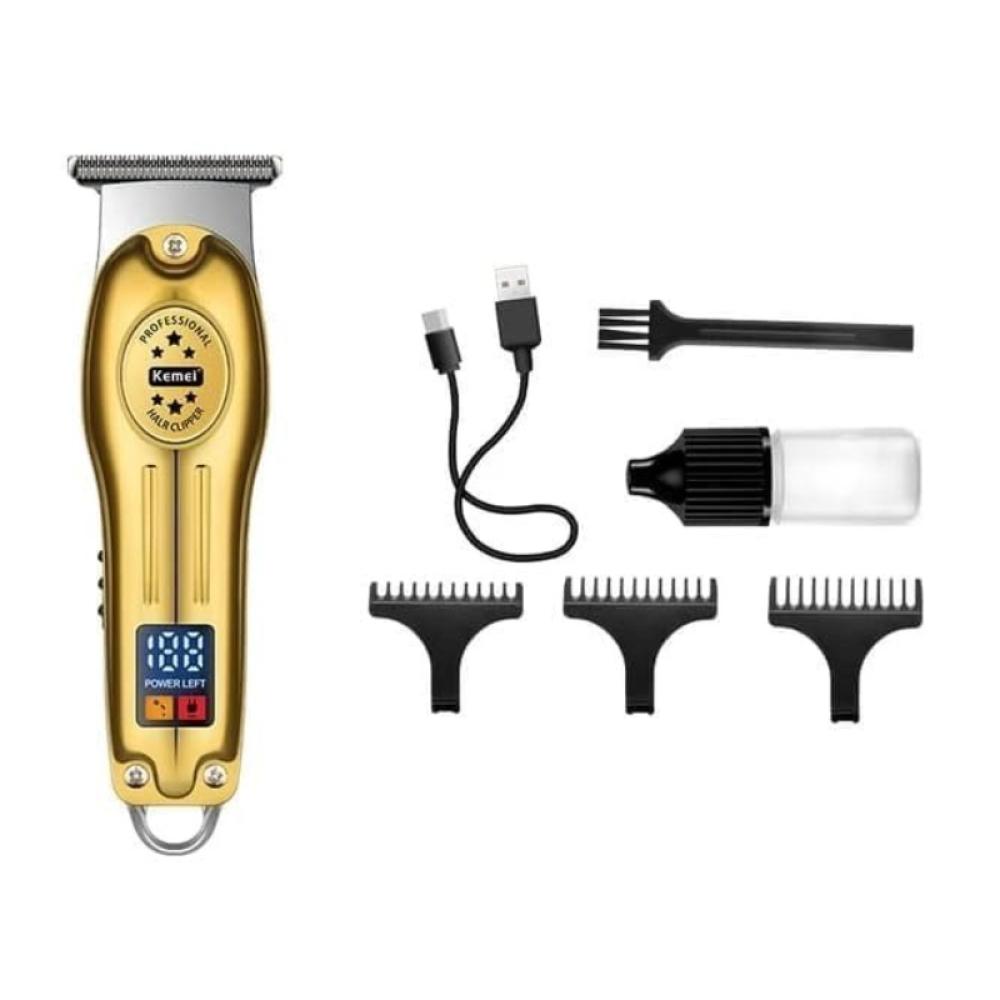 كيمي ماكينة قص الشعر الكهربائية الاحترافية ذات شاشة LCD رقمية وشحن USB للرجال - KM-678