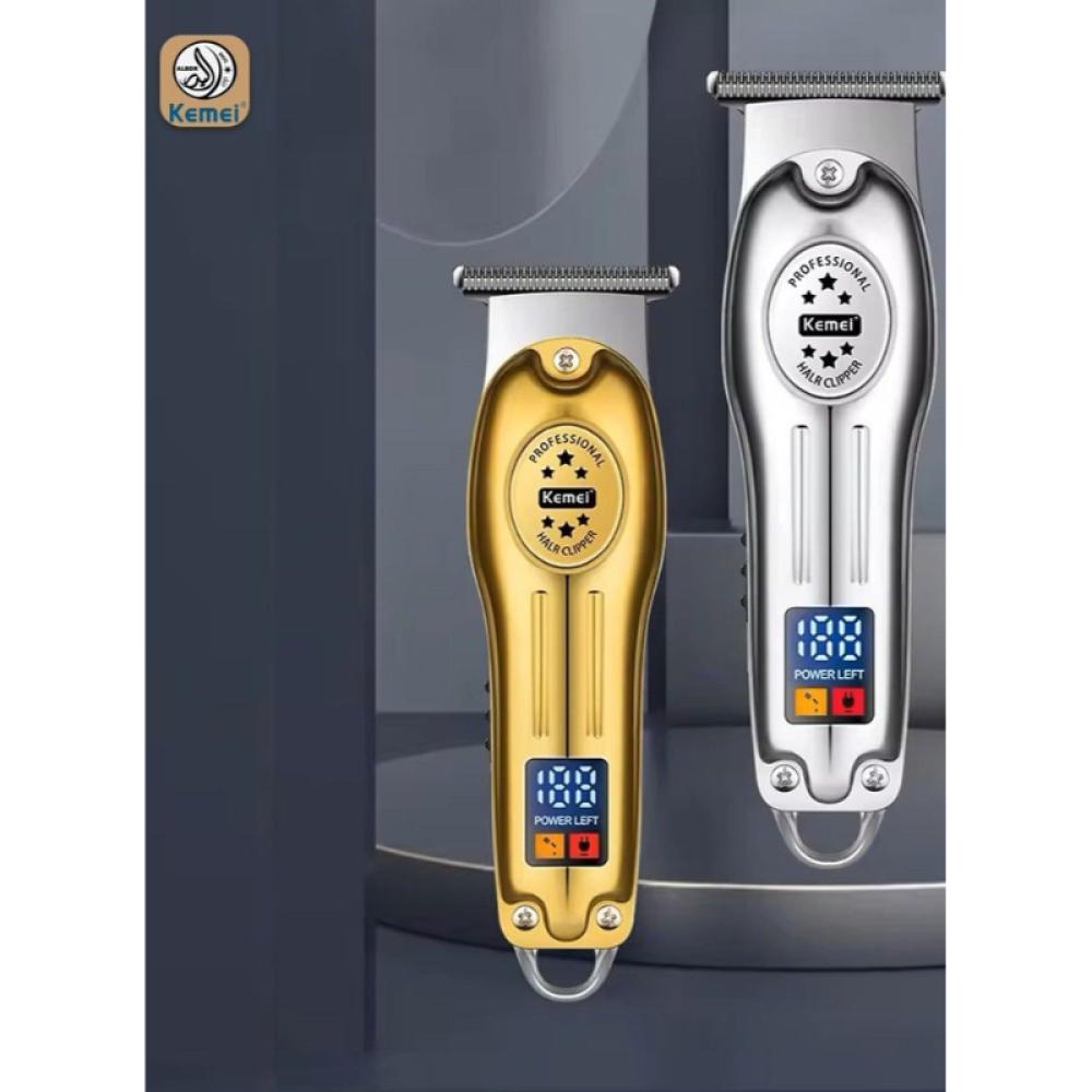 كيمي ماكينة قص الشعر الكهربائية الاحترافية ذات شاشة LCD رقمية وشحن USB للرجال - KM-678