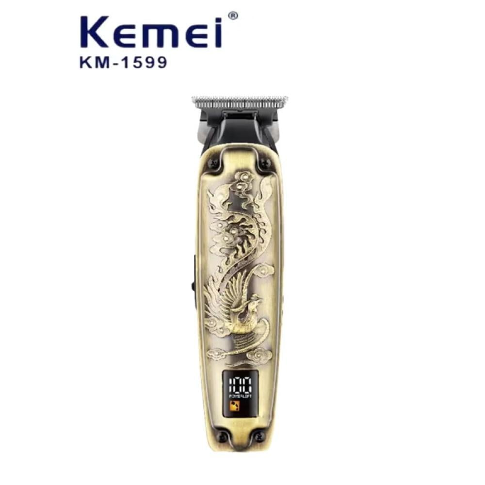 كيمي ماكينة حلاقة الشعر الاحترافية للرجال - مزودة بشاشة رقمية وقابلة لإعادة الشحن - الإصدار السعودي - ذهبي - KM-1599