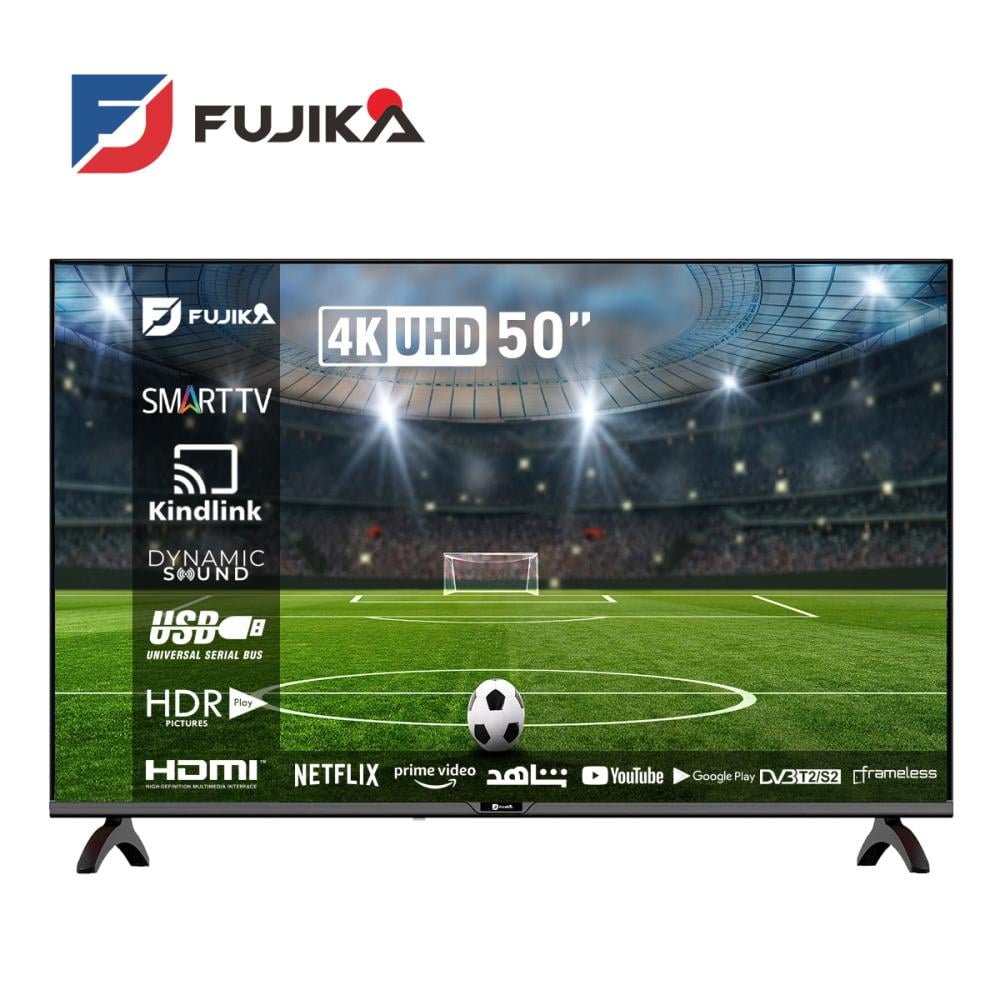 فوجيكا شاشة تلفزيون 50 بوصة سمارت - UHD 4K + HDR - أسود - FJK-50KS